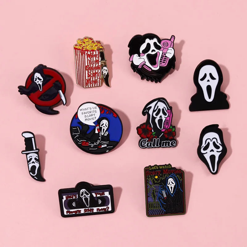 ghost face enamel pins