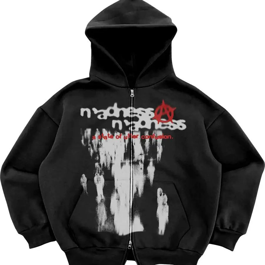 negative space zip up hoodies