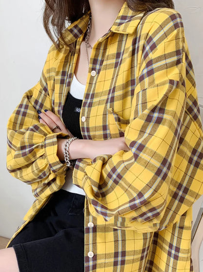 oversized plaid top