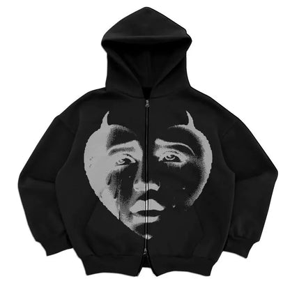 negative space zip up hoodies