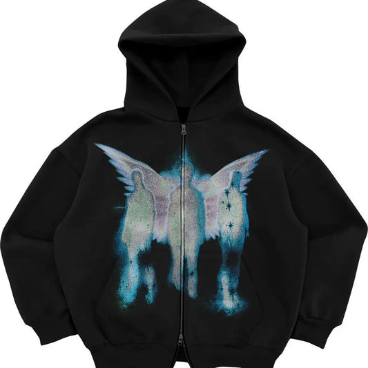 negative space zip up hoodies