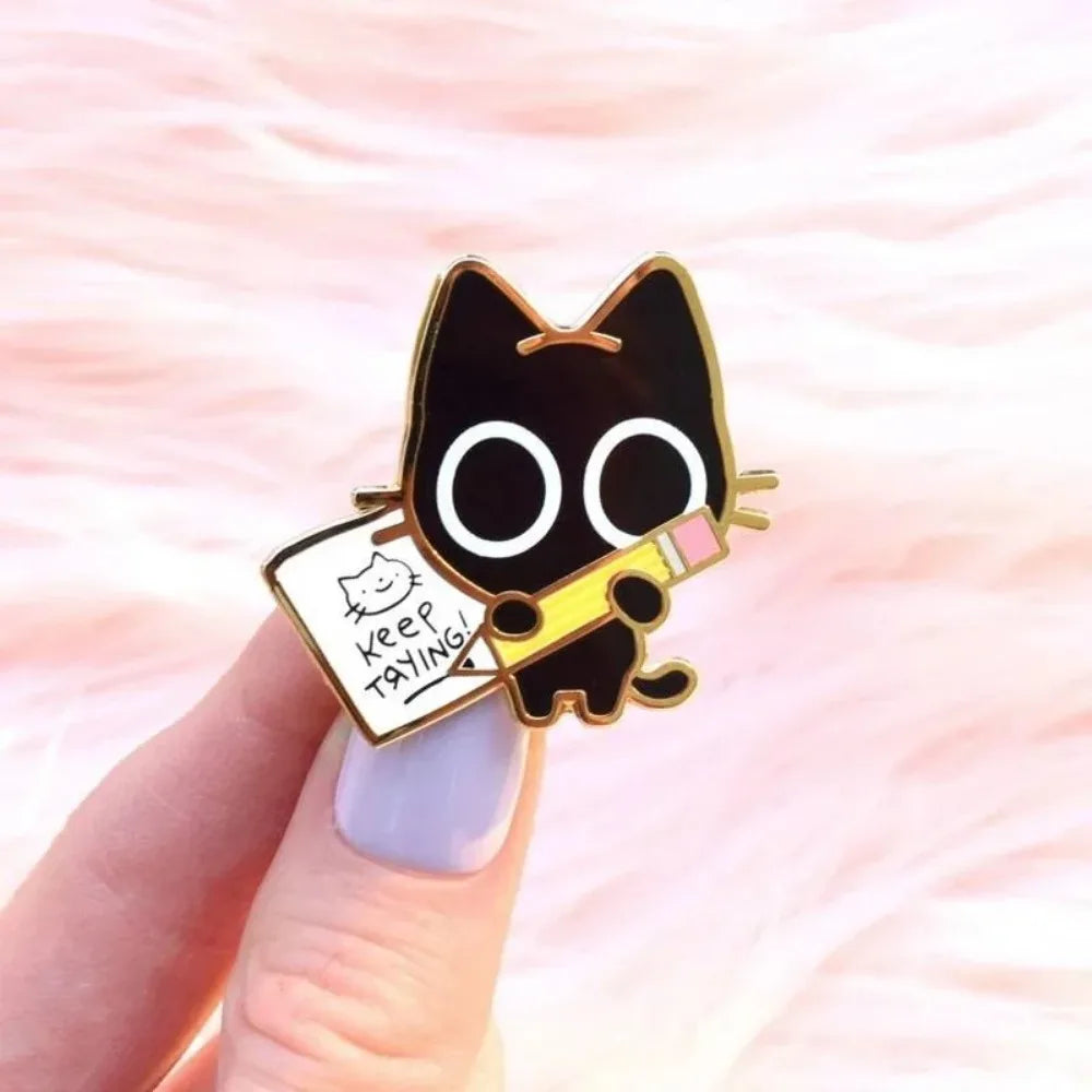 boba cat enamel pins