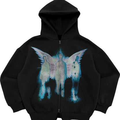 negative space zip up hoodies