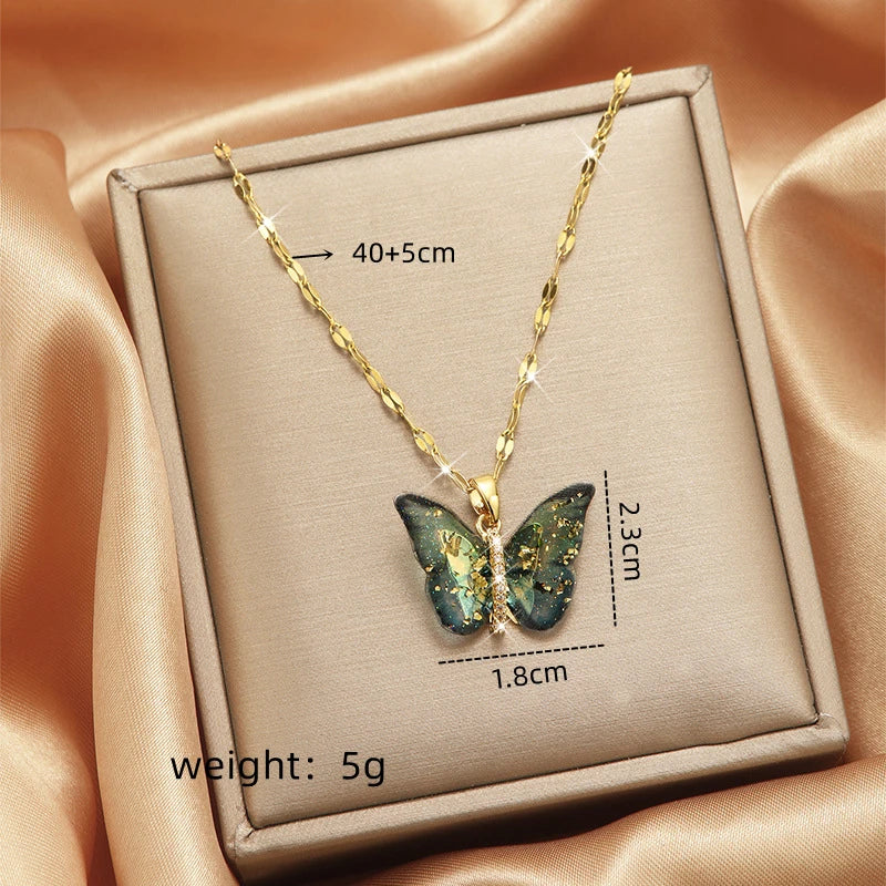 blue gold butterfly necklace