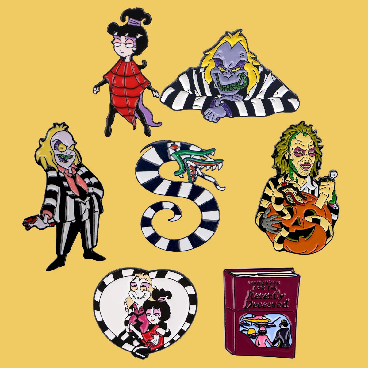 bettle juice enamel pins