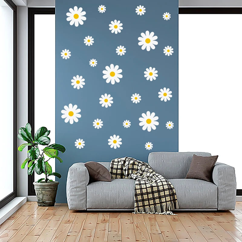 white daisy room stickers