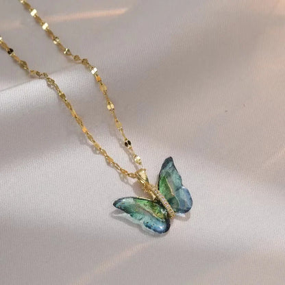 blue gold butterfly necklace