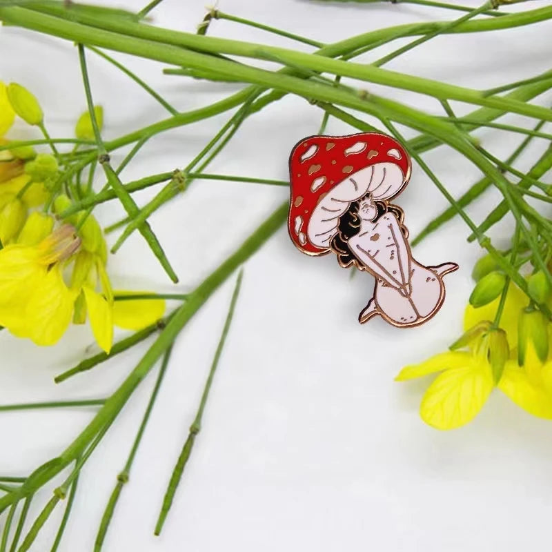 mushroom enamel pins