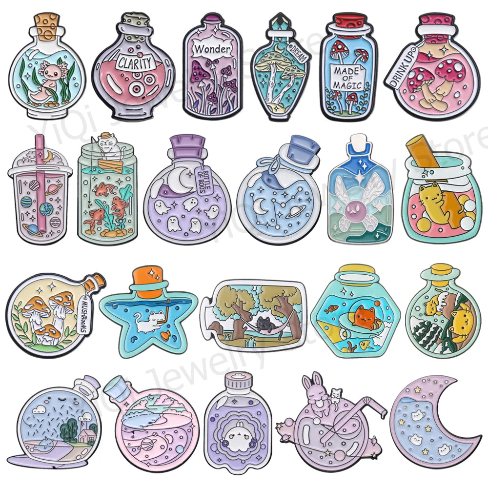 wishing bottle enamel pins