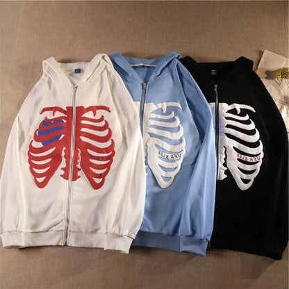 skeleton rib hoodies