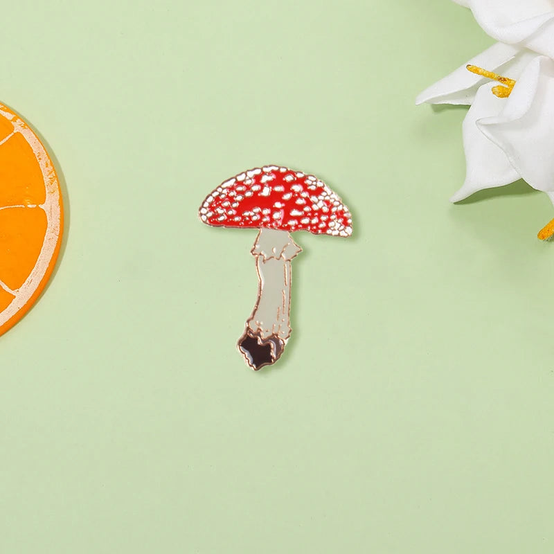 mushroom enamel pin