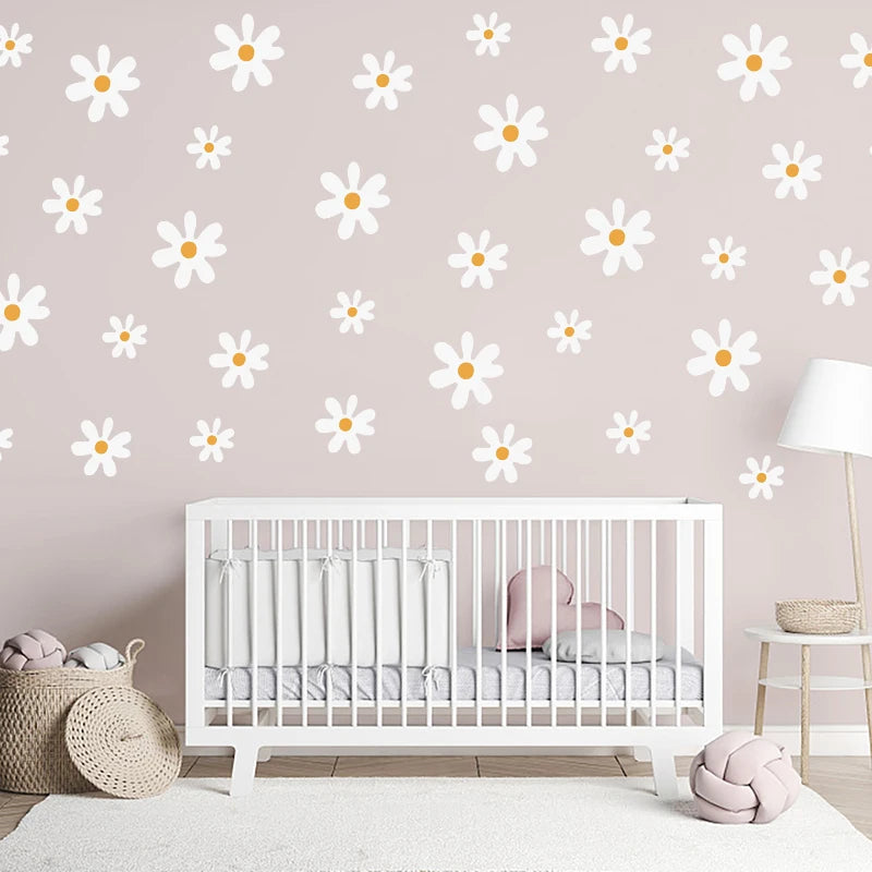 white daisy room stickers