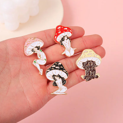 mushroom lady enamel pins