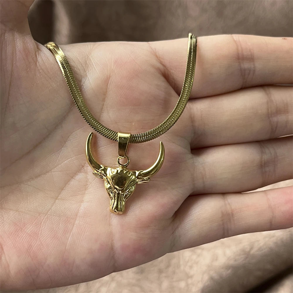 gold bull necklace