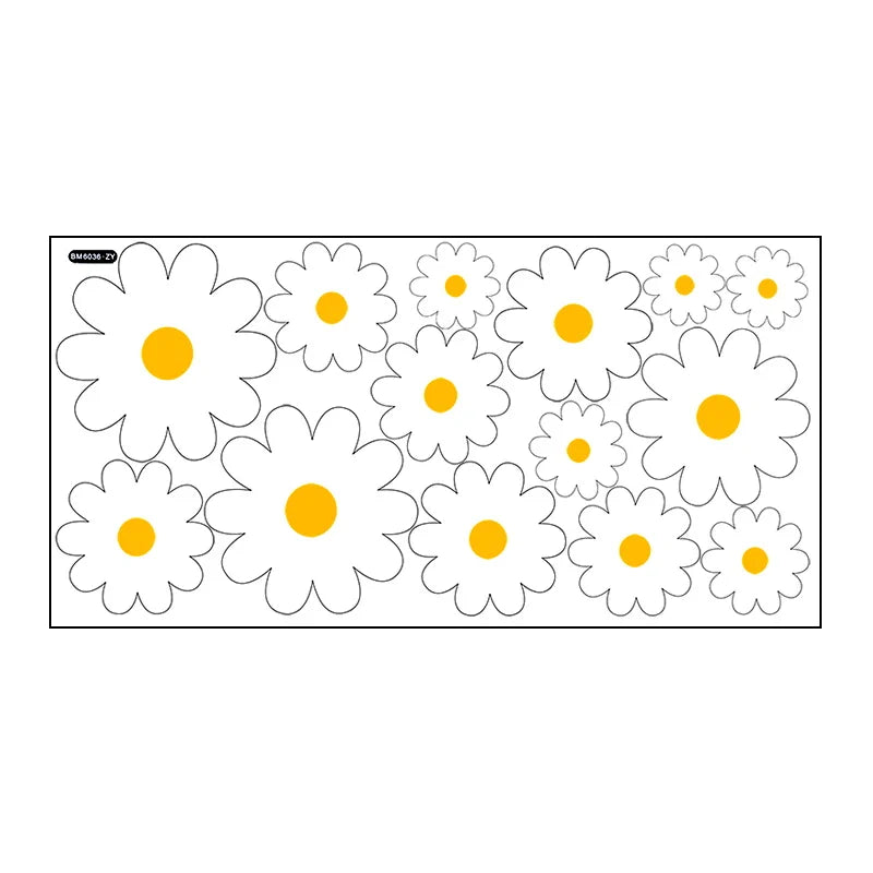 white daisy room stickers