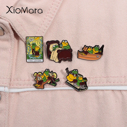 frog and toad enamel pins