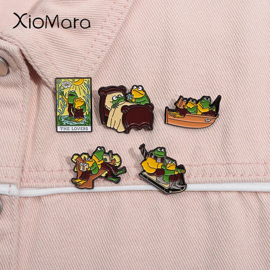 frog and toad enamel pins