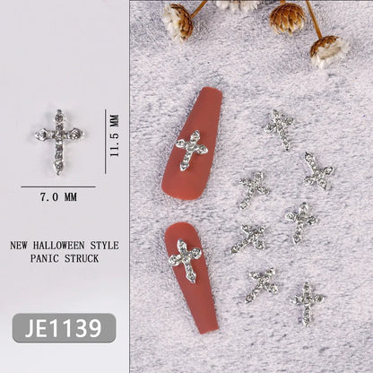 silver cross nail charms