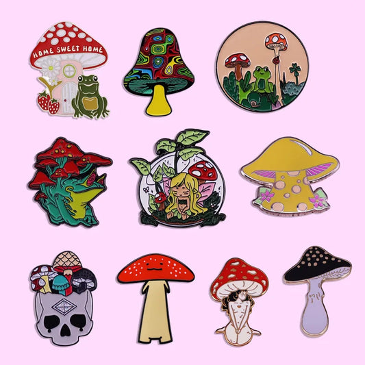 mushroom enamel pins