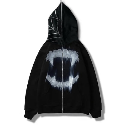 teeth zip up hoodie