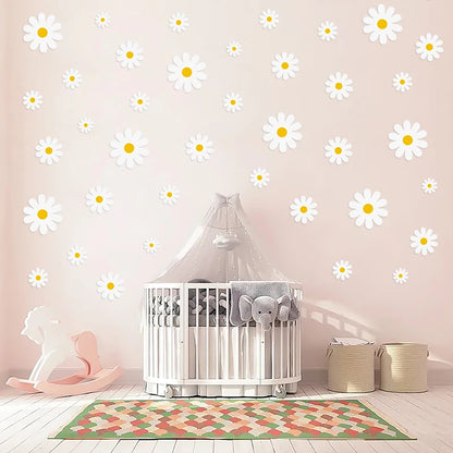 white daisy room stickers