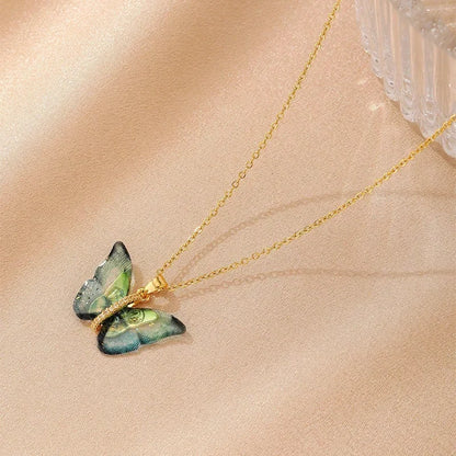 blue gold butterfly necklace