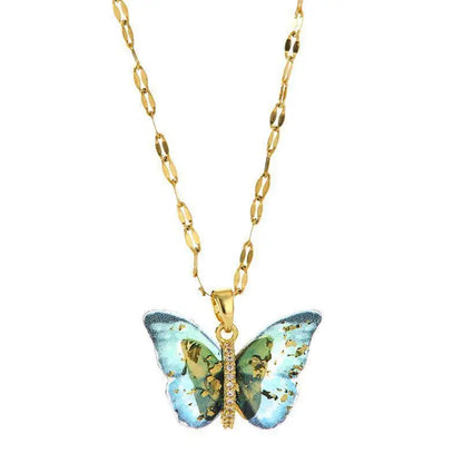 blue gold butterfly necklace