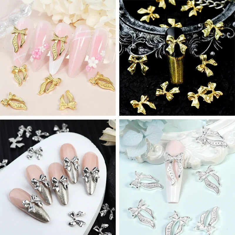 metal bow nail charms