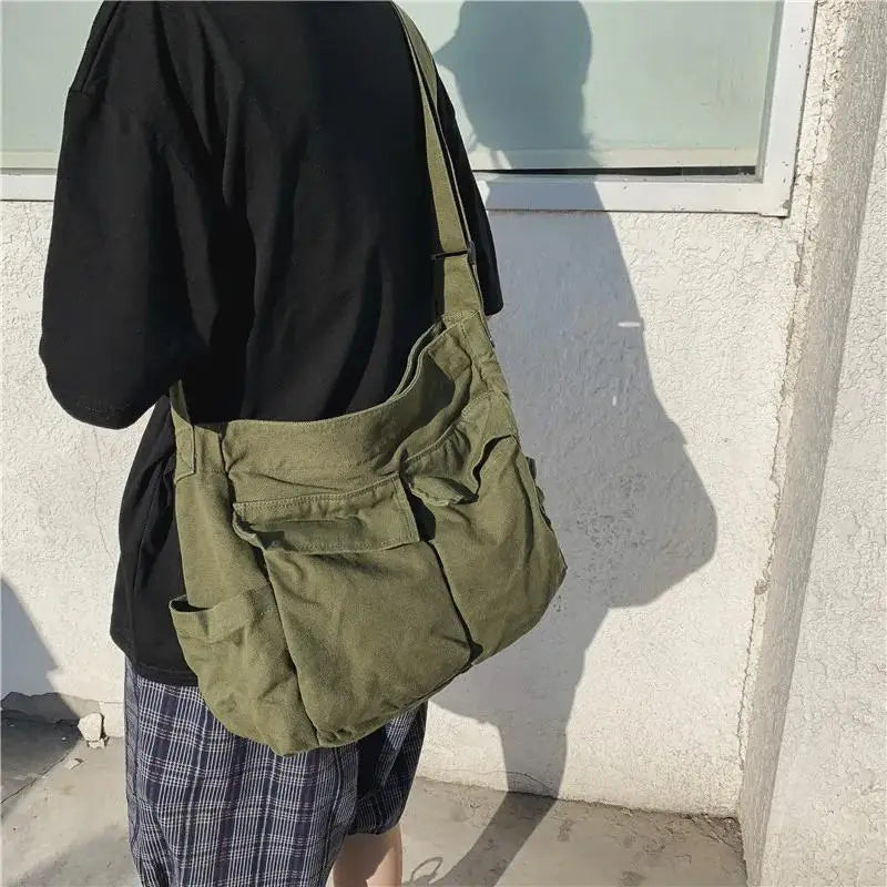 canvas messenger tote bag