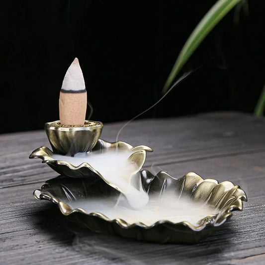 lotus leaf waterfall incense burner