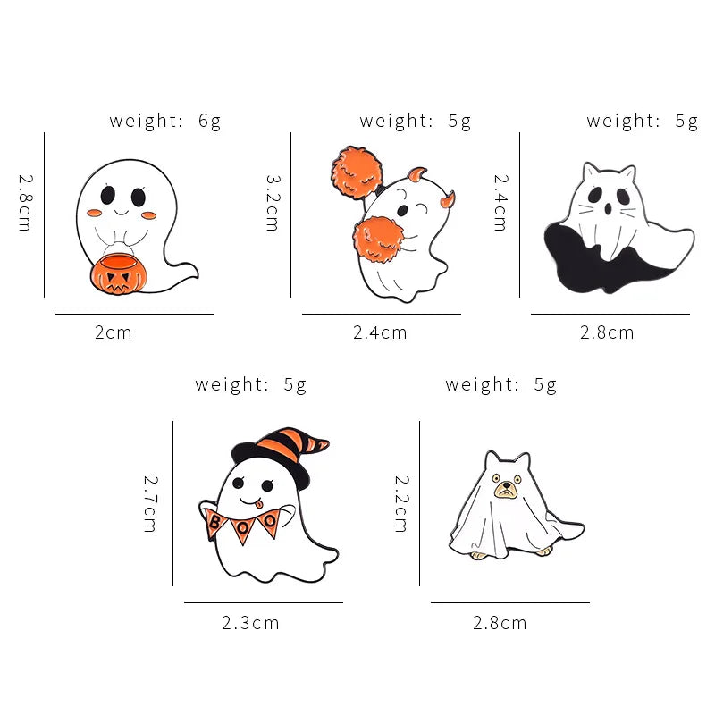 spooky ghost enamel pins