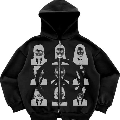 negative space zip up hoodies